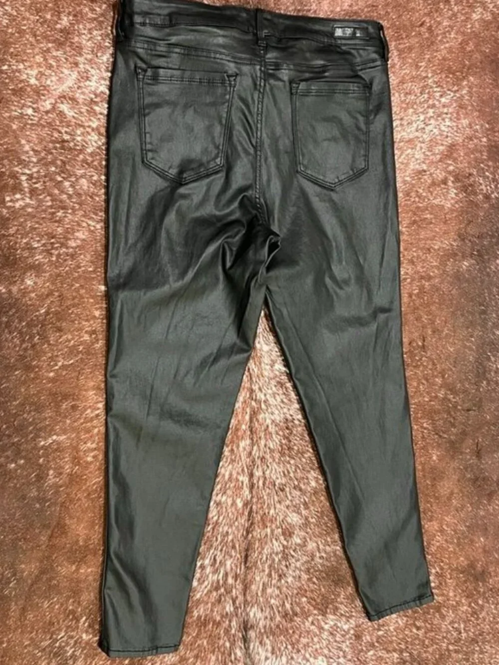 Social Standard Coated Faux Leather Ankle Skinny Pants Black 14